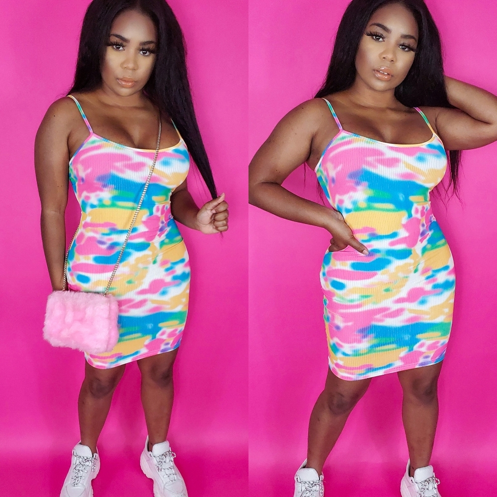 "Fanta Sea" rainbow mini dress 🌈🌈🌈